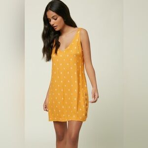 NWOT O’Neill ‘PHAN’ dress in ‘dusty marmalade’ yellow button detail mini dress